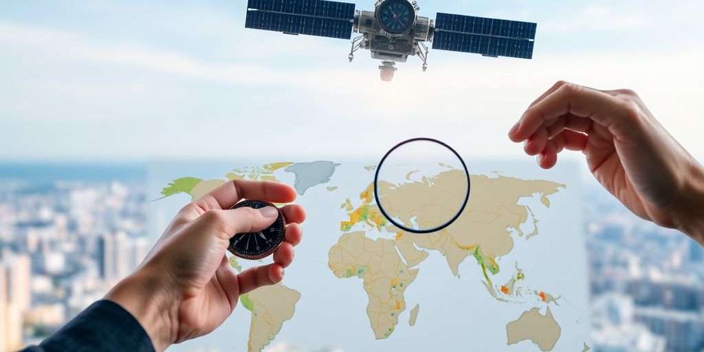 Satellites monitoring weather over agricultural fields