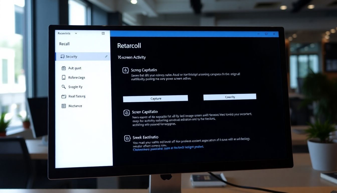 Microsoft Recall feature interface on a computer screen.