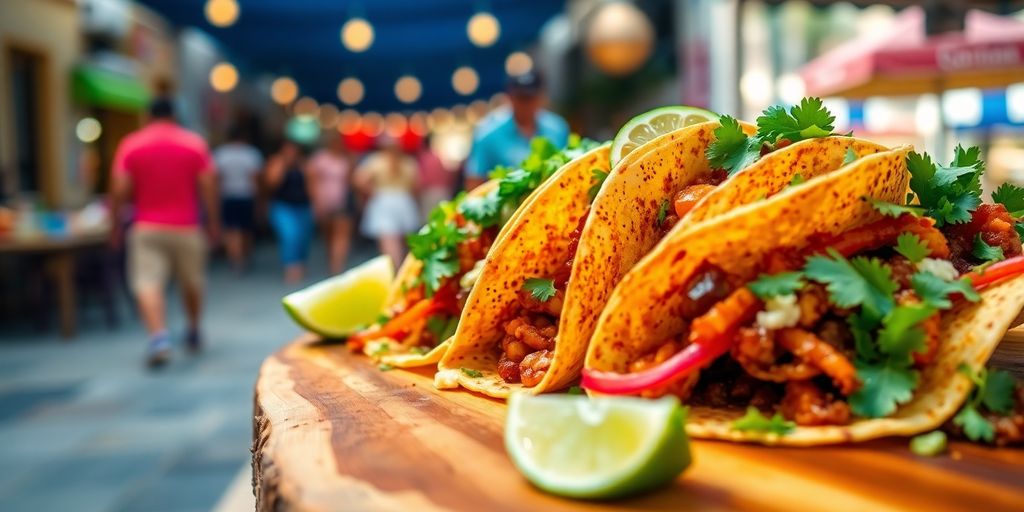 Vibrant street taco stand in historic Cabo San Lucas.