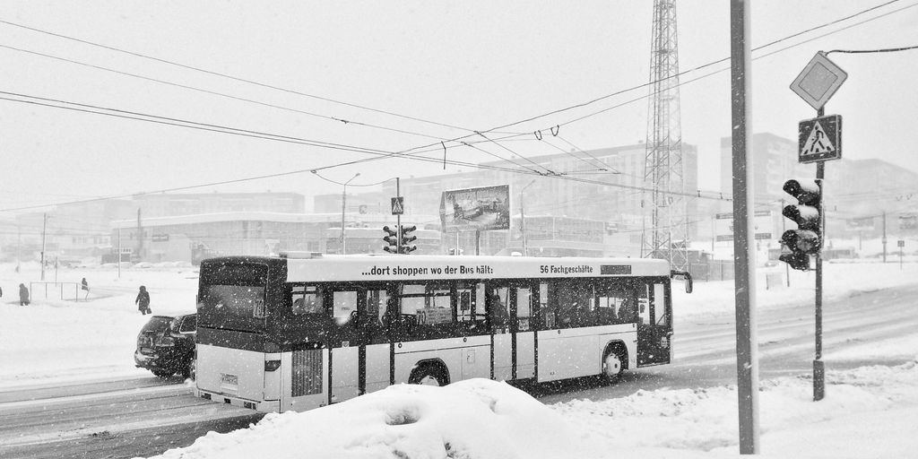 bus covered in snow