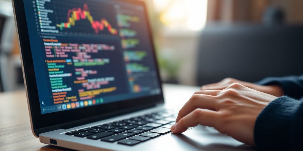 Person learning data science with laptop.