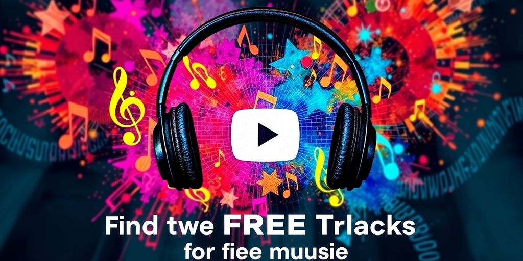 Colorful music notes and headphones on a vibrant background.