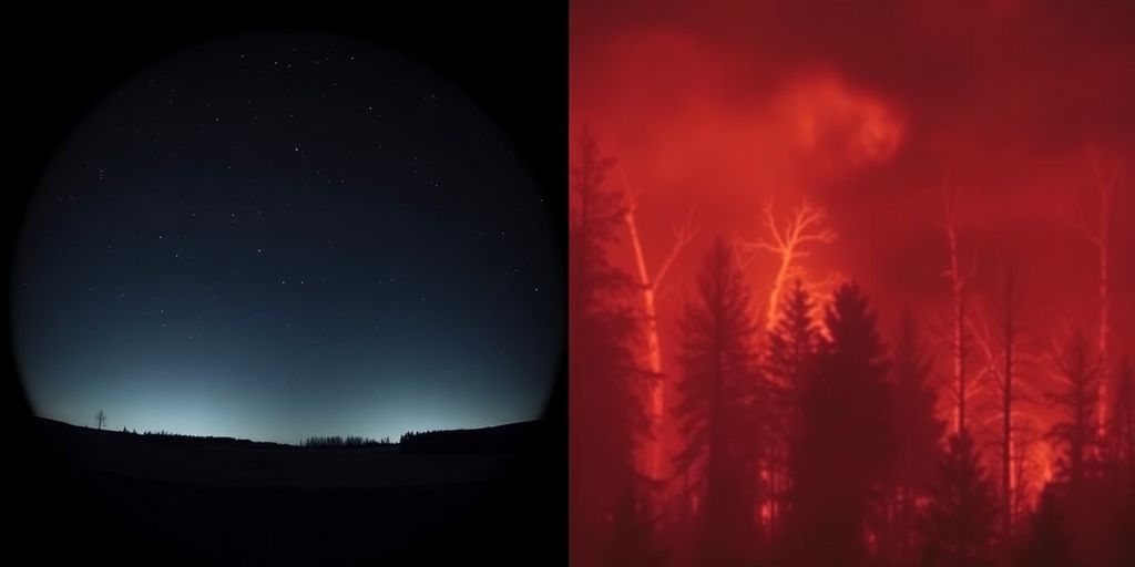 Night vision and thermal cameras side by side.