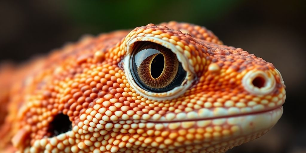 Close-up of a bearded dragon's eye and scales.