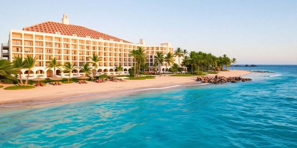 Beachfront view of Hyatt Ziva Los Cabos resort.