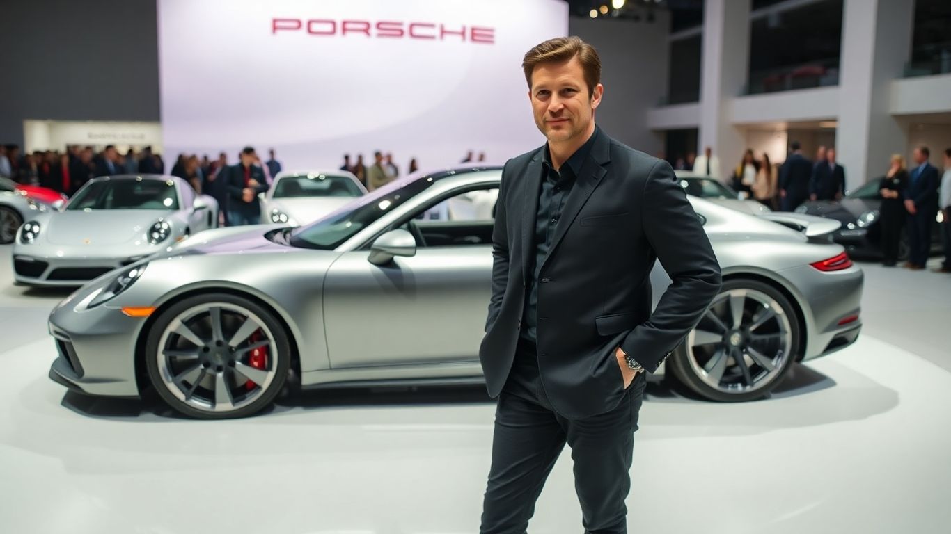 Patrick Dempsey with the new silver Porsche 911 flagship