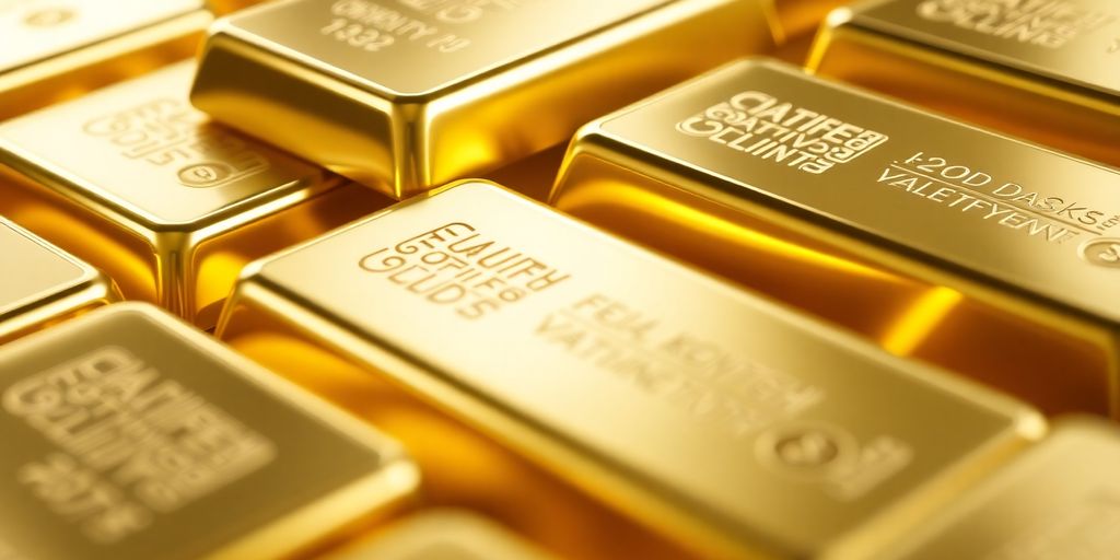 Lingots d'or certifiés empilés, brillants et précieux.