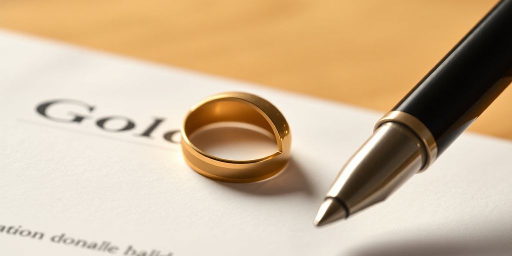 Image d'une bague en or sur un document.