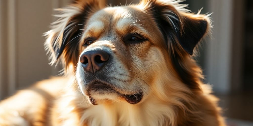 A gentle senior dog resting comfortably.