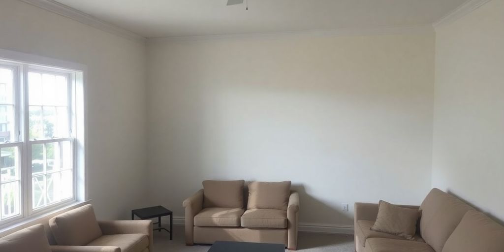 Room restored after fire damage cleaning service.