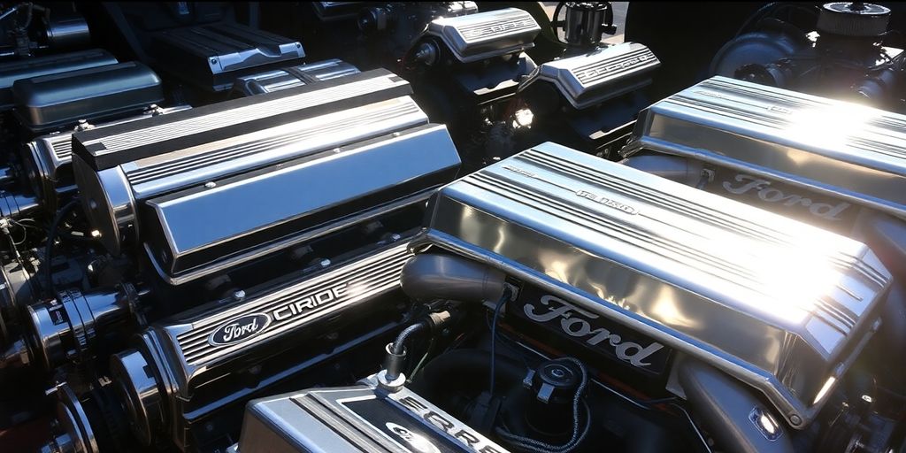 Various Ford engines displayed prominently.