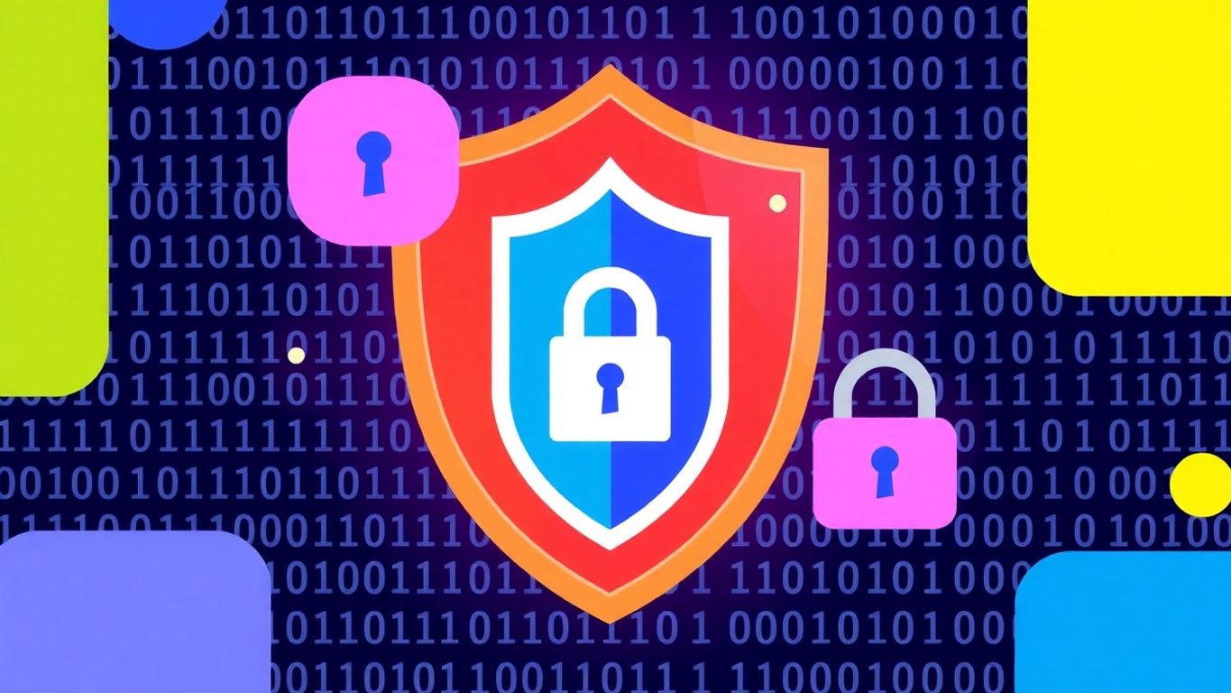 Graphic of a shield and lock for data protection.