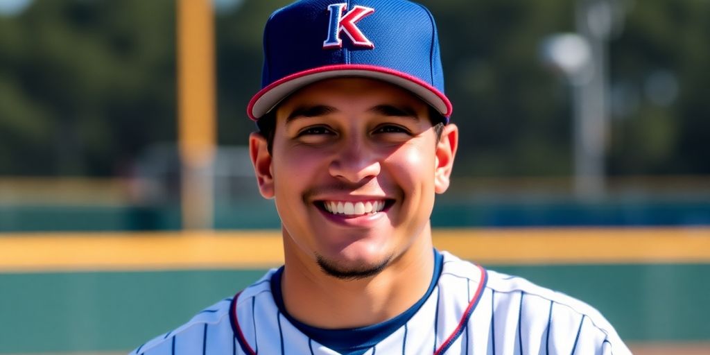 Kike Hernandez smiling in baseball uniform on field.
