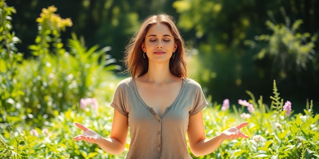 Woman enjoying nature, vibrant health.