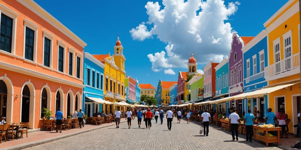 Colorful colonial buildings in Curacao