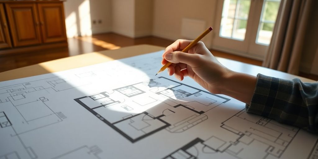 Drawing interior house architectural plans.