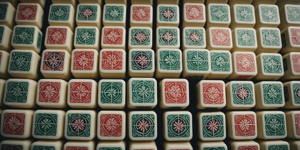 Large Mahjong tiles displayed in a unique global style.