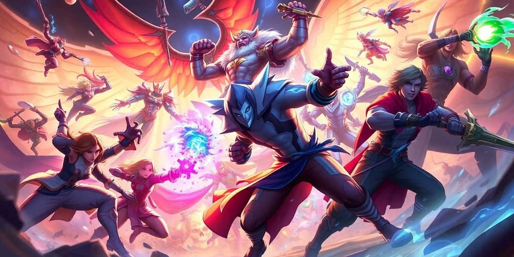 League of Legends champions battling vibrantly.