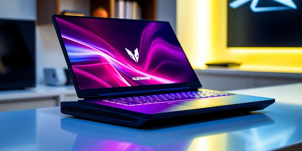 صورة لجهاز ALIENWARE x16 R2 على مكتب حديث