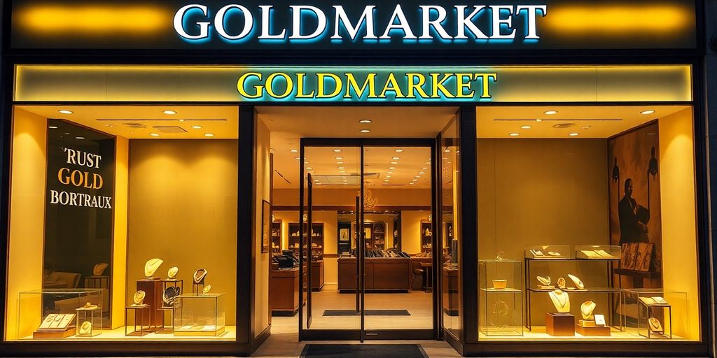 Boutique GOLDMARKET à Bordeaux avec des bijoux en or.