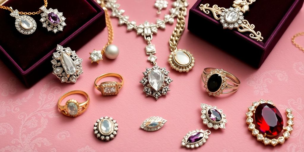 Bijoux de famille brillants sur fond en velours.