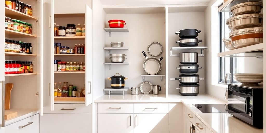 Kitchen with smart storage solutions.