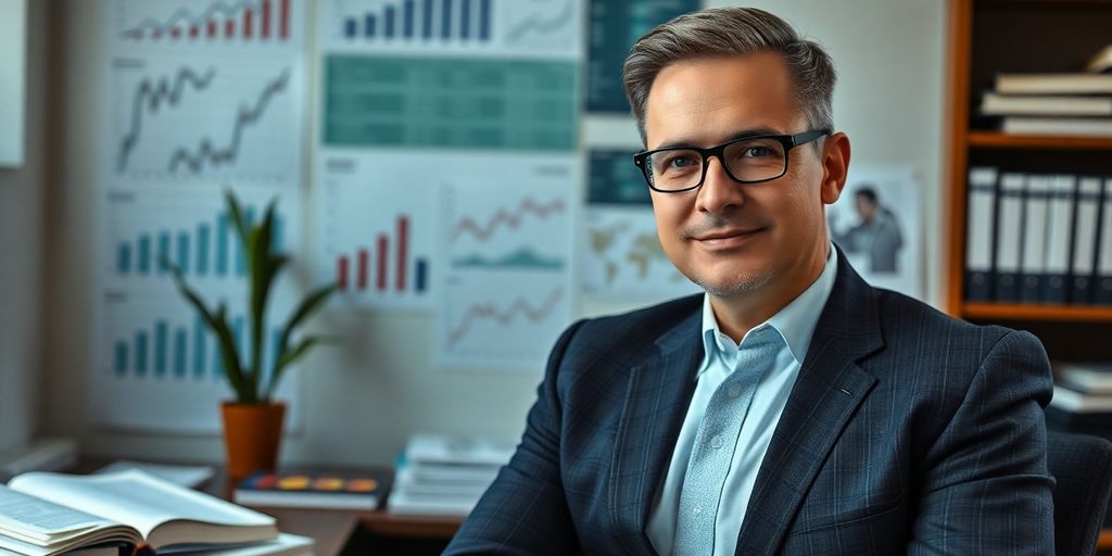 Portrait of a Chief Investment Officer in a modern office.