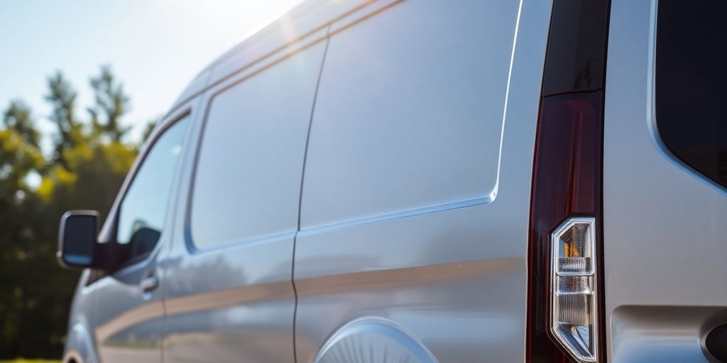 A new van parked on a paved surface.