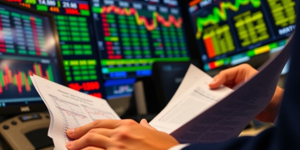 Trader analyzing financial data during earnings announcements.