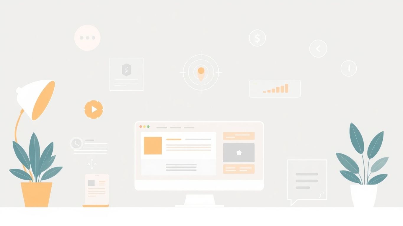 Interaksjonsdesign med moderne illustrasjoner og myke farger.