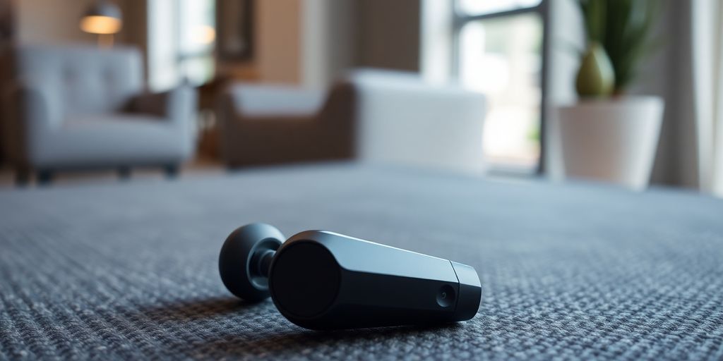 Moderne Bluetooth In-Ear-Kopfhörer auf einem Tisch.