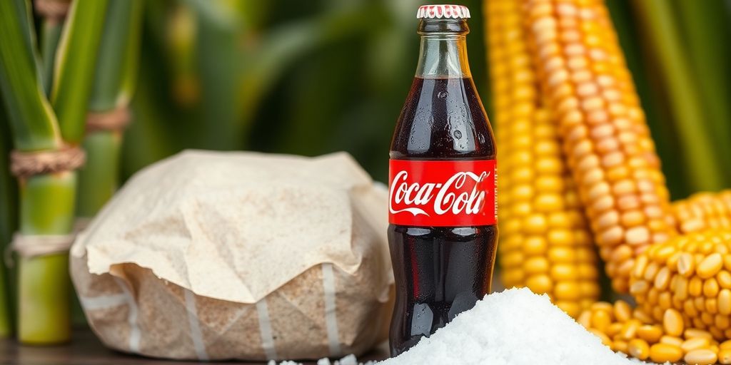 Botellas, azúcar, maíz, caña, salud.