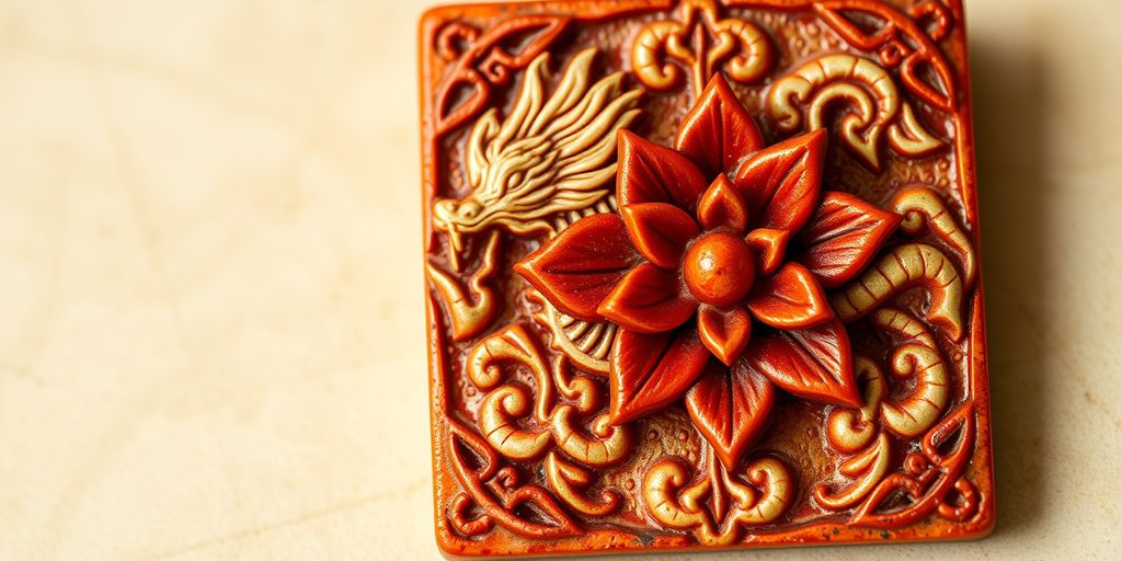 Dragon Flower Mahjong tile close-up