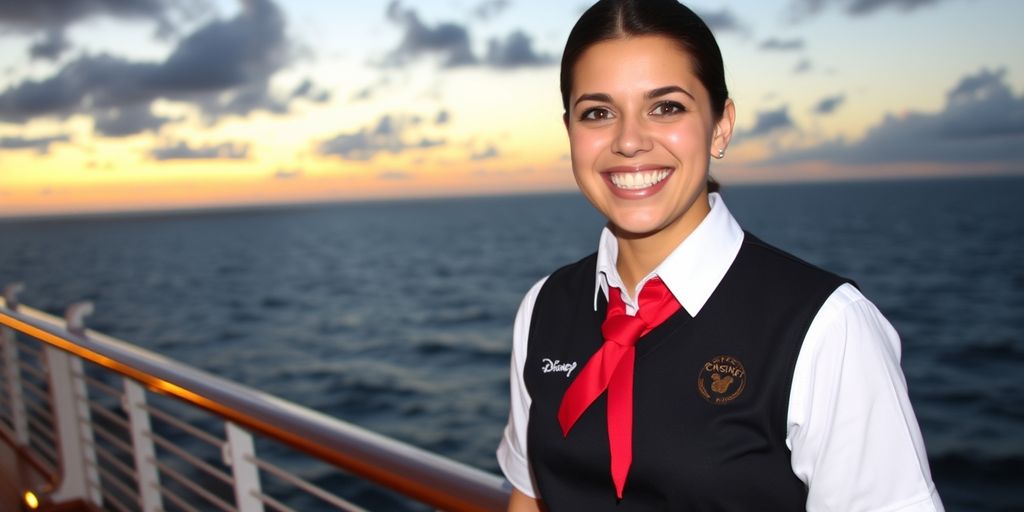 Crew member on deck at sunset