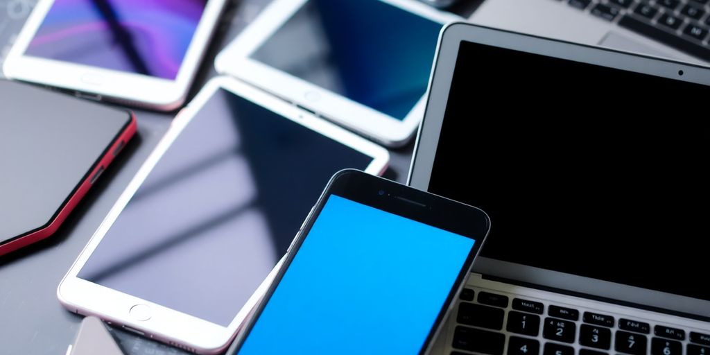 Colorful technology devices illustrating modern innovation diffusion.