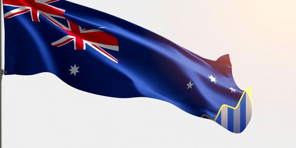 Australian flag with currency symbols.