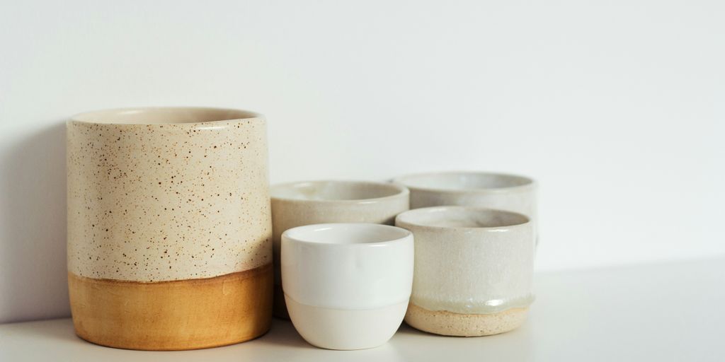 white and brown ceramic bowls