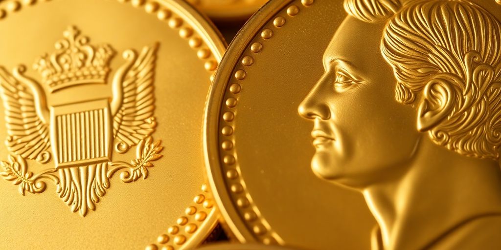 Pièces d'or avec des designs détaillés et uniques.