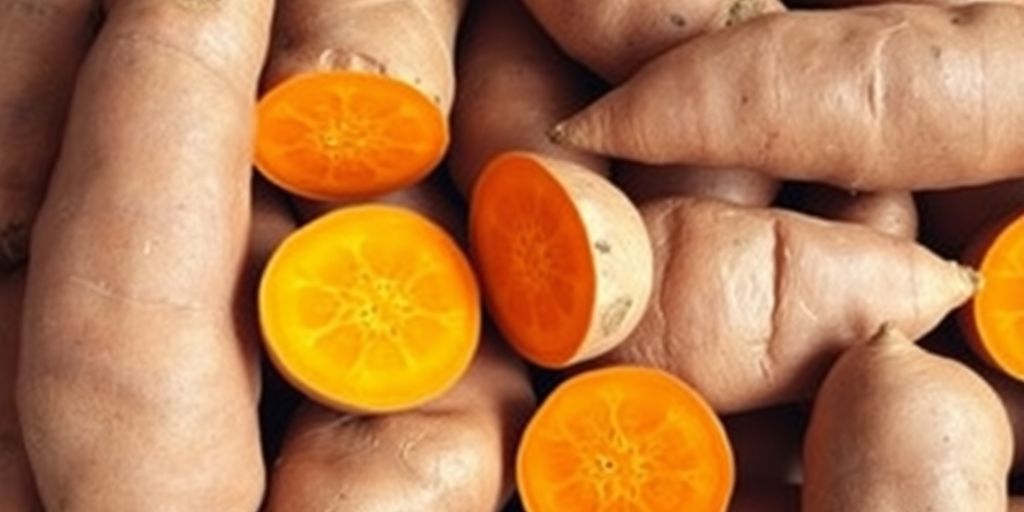Biologische zoete aardappelen, vers voorbereid.
