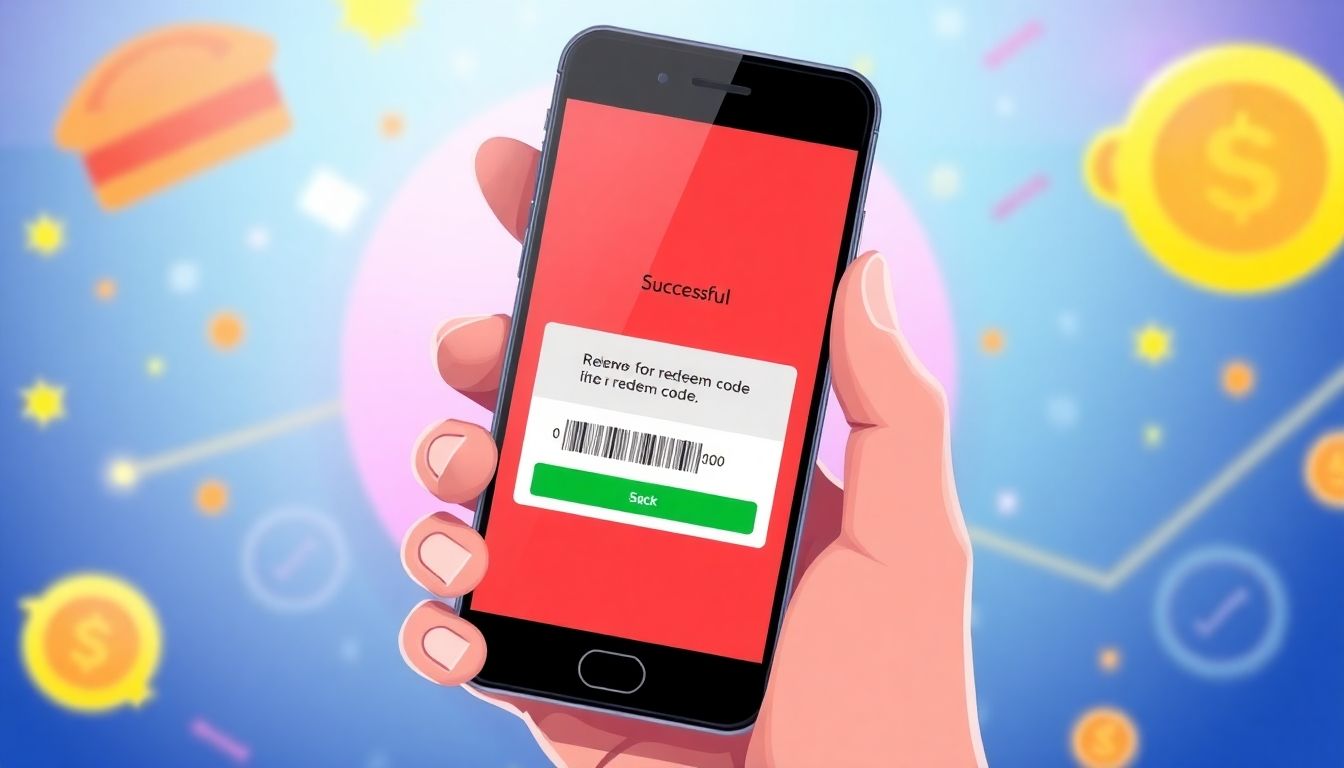 Smartphone showing successful redeem code confirmation.