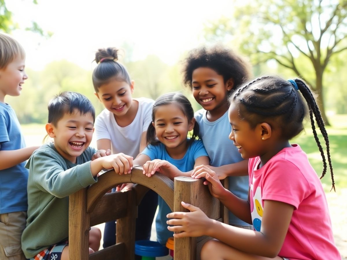 Copii jucându-se fericiți afară