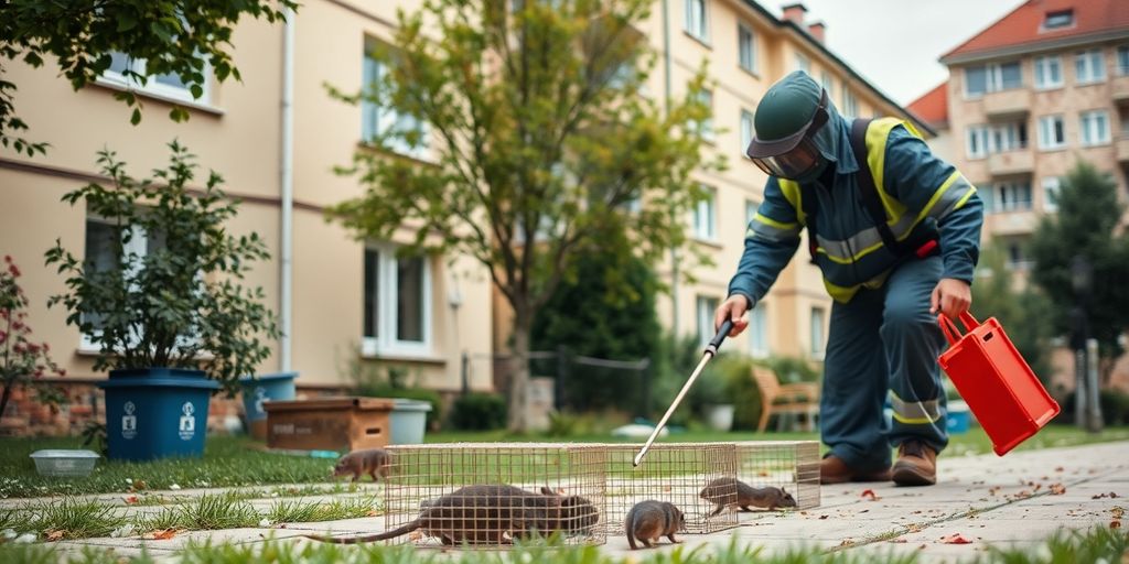 Specialist în deratizare în București, acționând pentru prevenție.