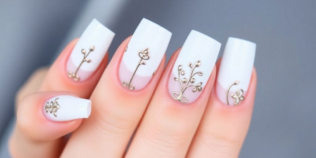 Unhas em gel decoradas com francesinha elegante.