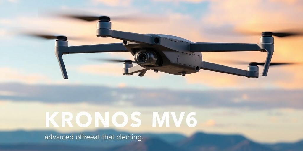 Drone survolant un paysage, illustrant le Kronos MVC4.