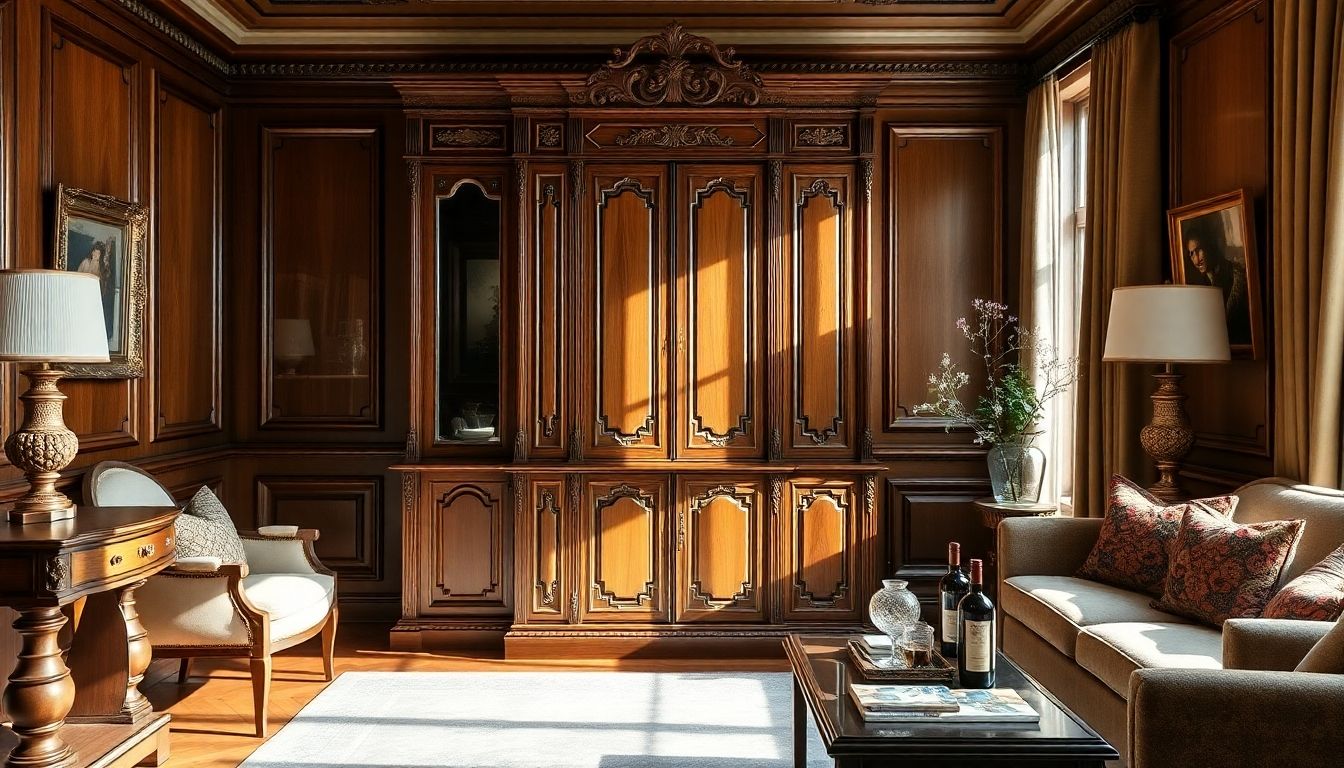 Elegant wooden cabinet in a luxury London home.