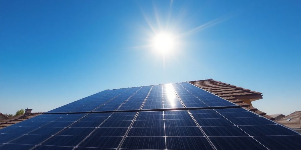 Сонячні панелі на дахах будинків