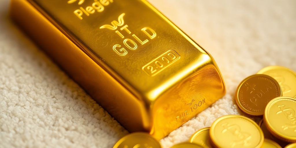 Lingot d'or sur un fond en velours.