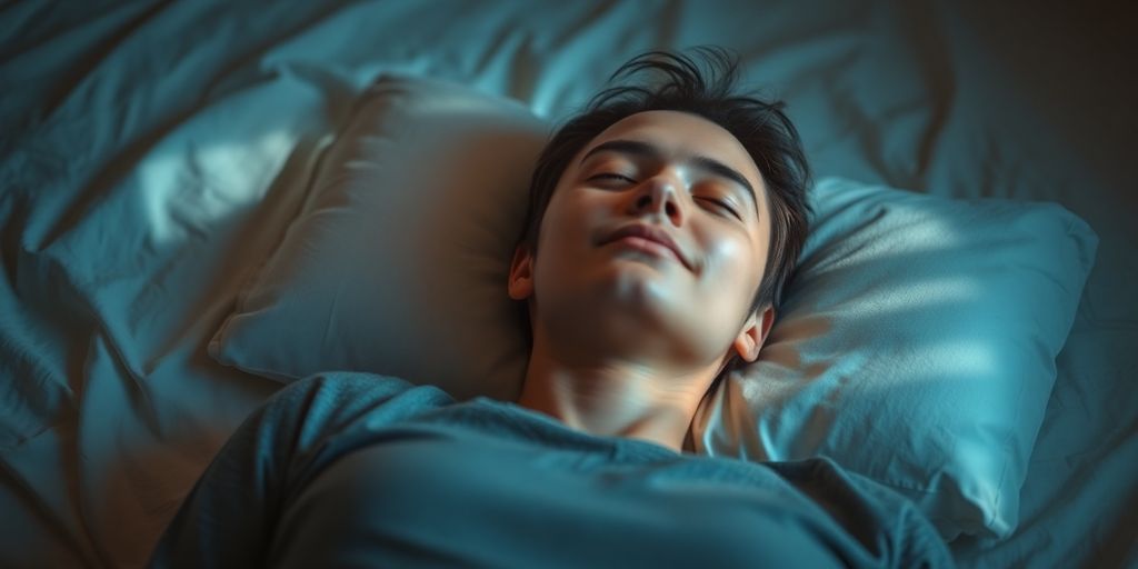 Person relaxing peacefully with eyes closed.