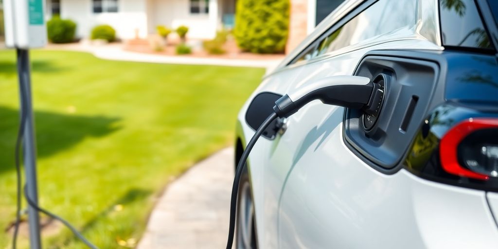 Electric car charging at home.
