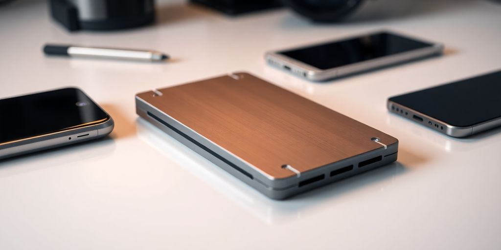 Ledger hardware wallet on a modern tech surface.